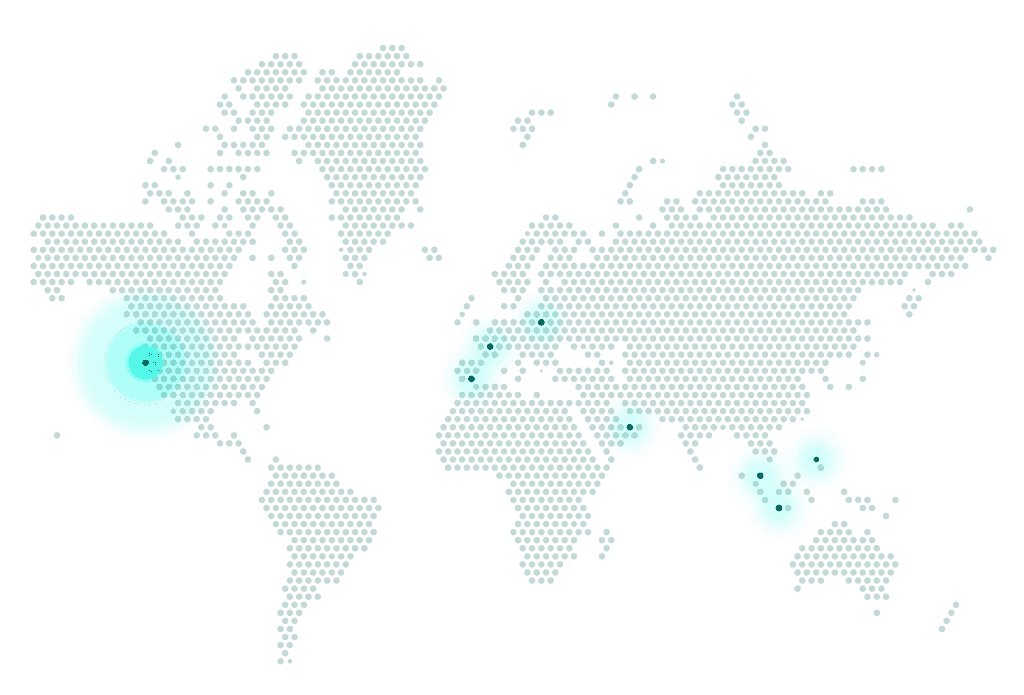 World map with network visualization